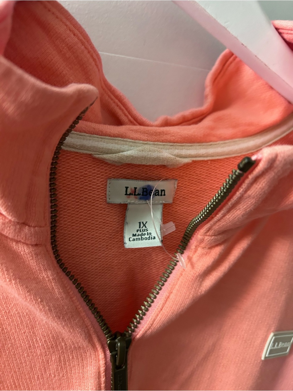 L.L. Bean Coral Half-Zip Long Sleeve Pullover - Picture 2 of 3